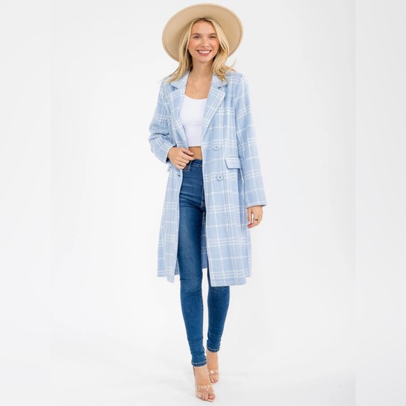 Jackets & Blazers - Women's Blue Plaid Coat